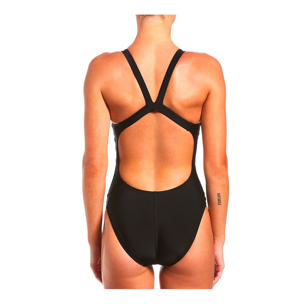 Nike Swim FASTBACK LOGO TAPE - Maillot de bain 1 pièce Femme black