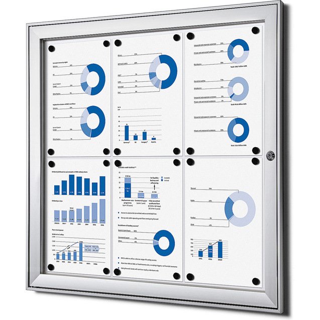 Vitrine d'affichage intérieure fond acier laqué cadre aluminium SCS
