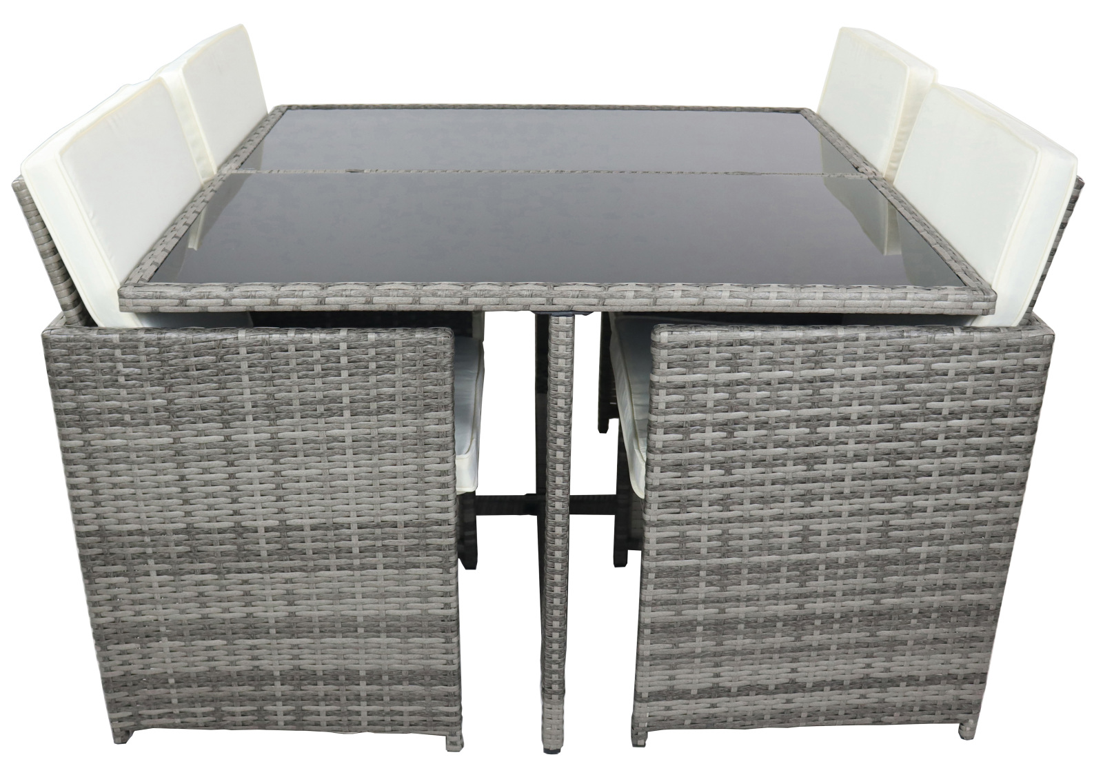 5-teiliges Gartenmöbel-Set - grau - Rattan - 110 cm