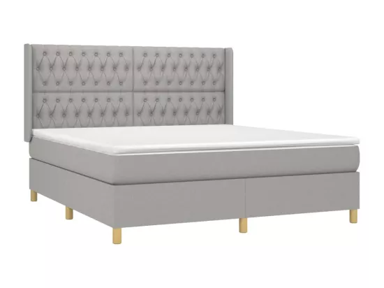 Sommier tapissier et matelas et LED Gris clair 180x200 cm Tissu