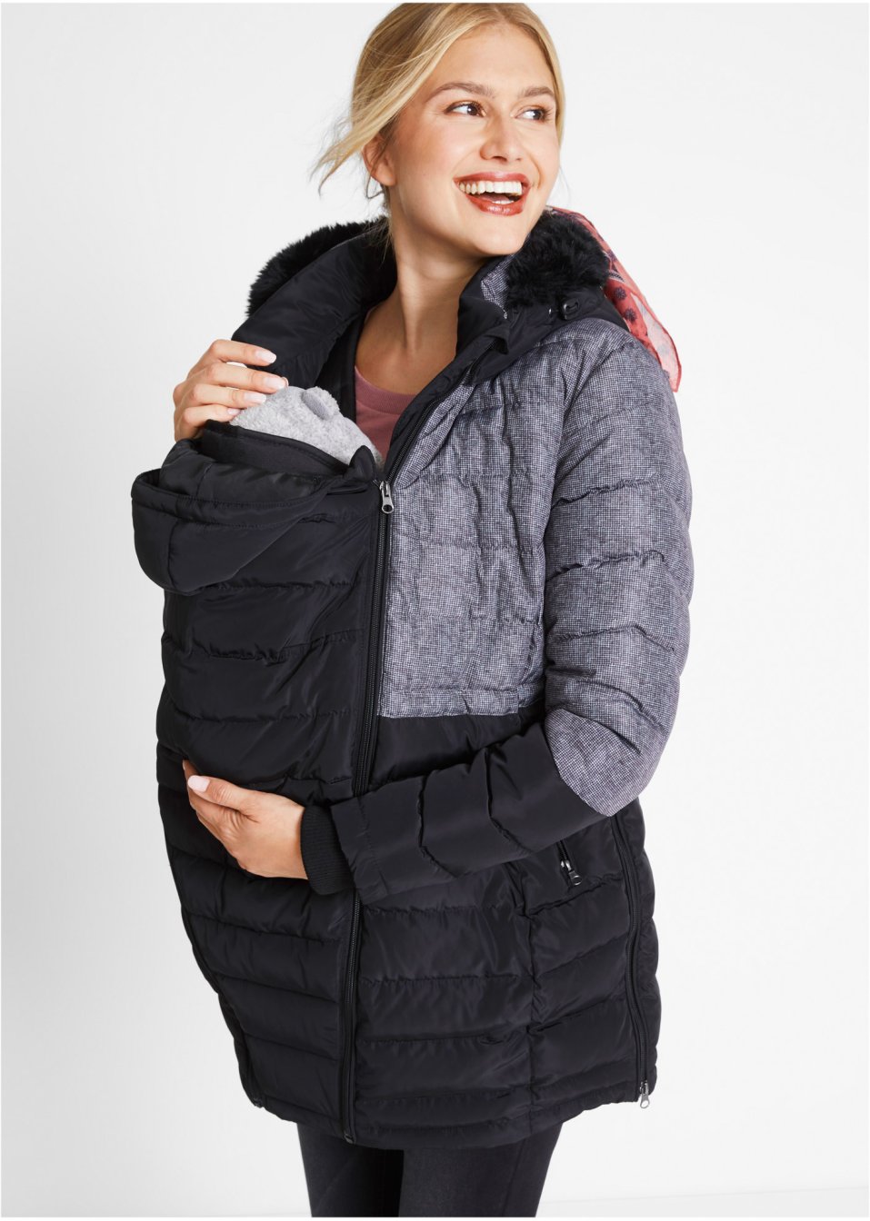 Manteau d'hiver de grossesse/veste de portage à imprimé