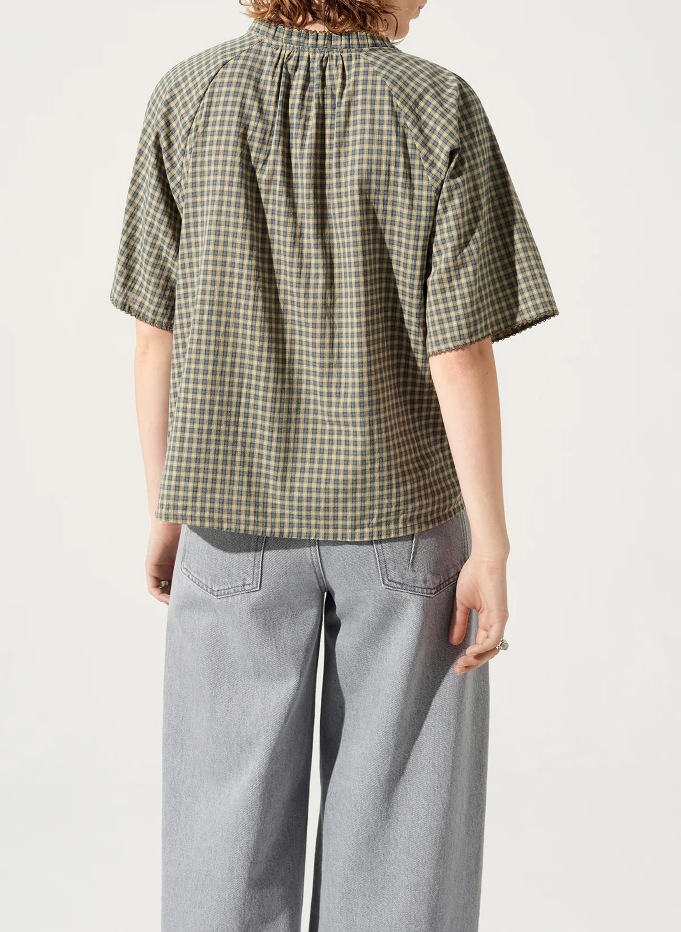 Chemise col rond en coton | Vert