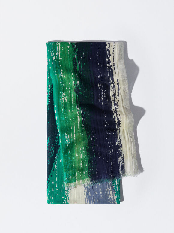 Lenço estampado em tecido metálico - Verde