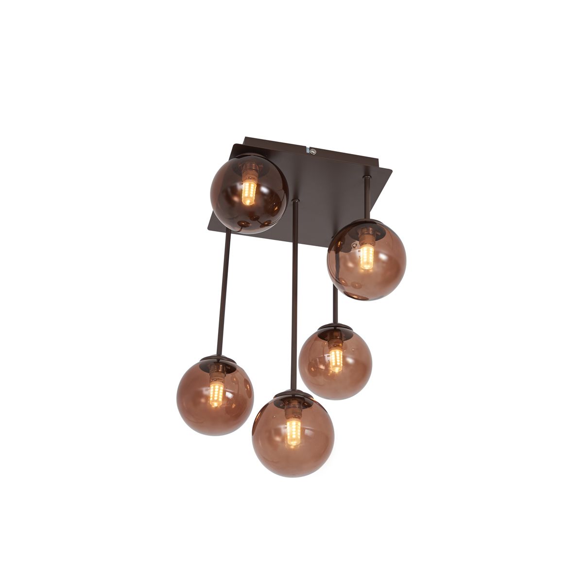 Design plafondlamp brons met brons glas 5-lichts - Athens