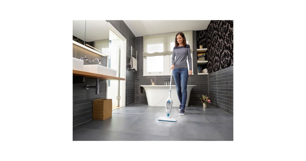 BLACK+DECKERFSMH13E10-QS 1300W 10-in-1 steam-mop met accessoires stoomreiniger  (Wit)