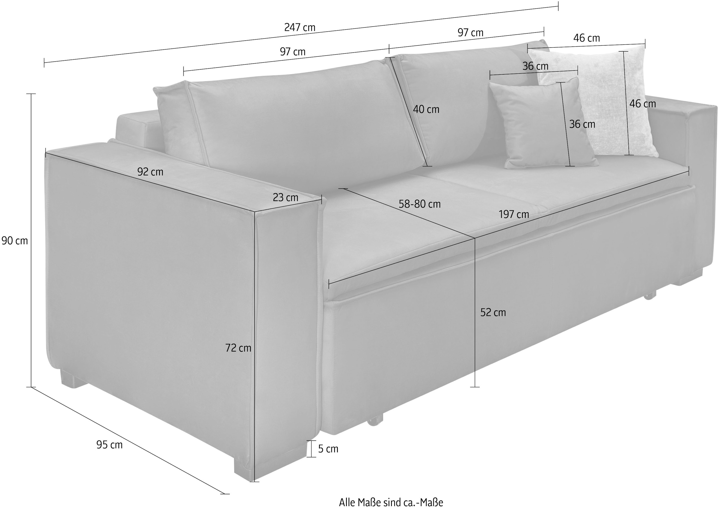 INOSIGN Schlafsofa »Manhattan« mit Boxspringaufbau, Bettfunktion & Bettkasten, Dauerschlafsofa