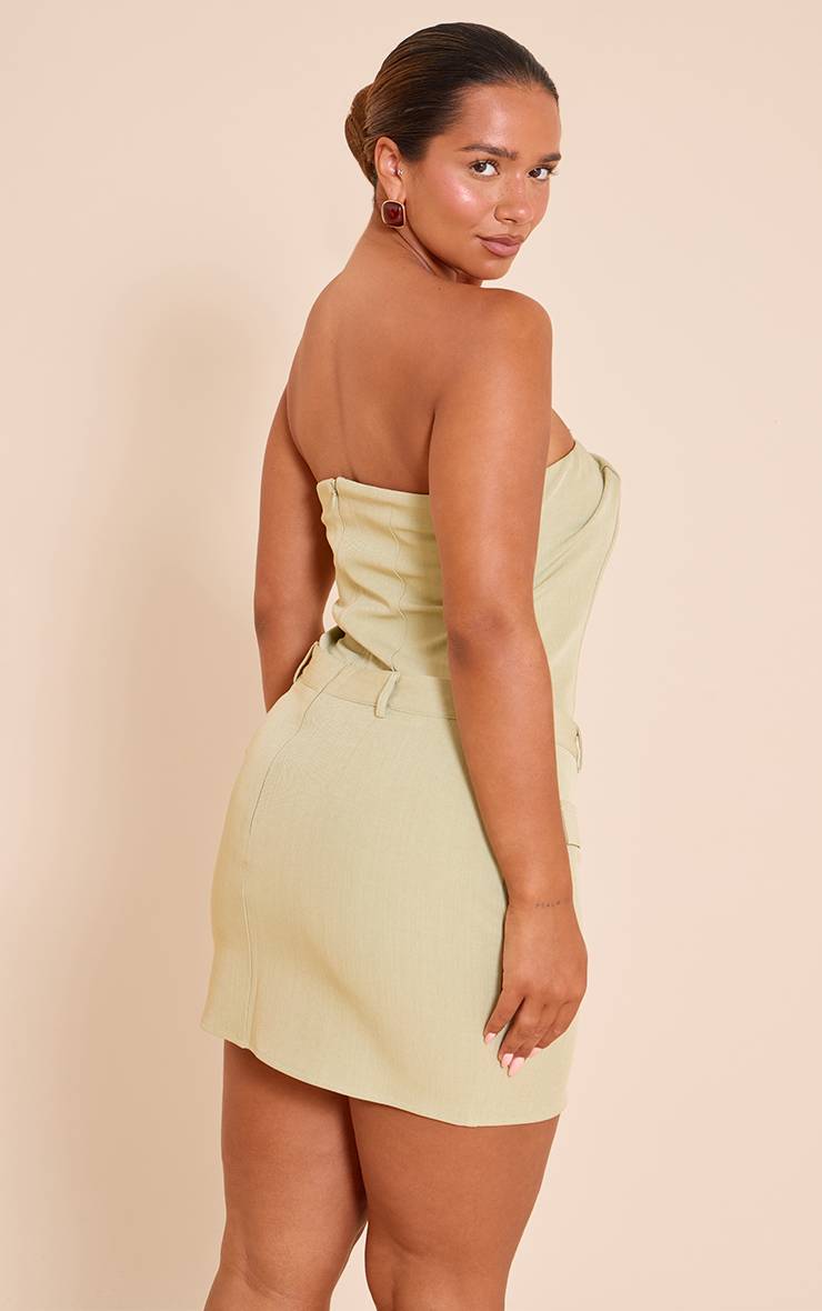 Vert Olive Robe Mini Bandeau Ajustée Sculptante