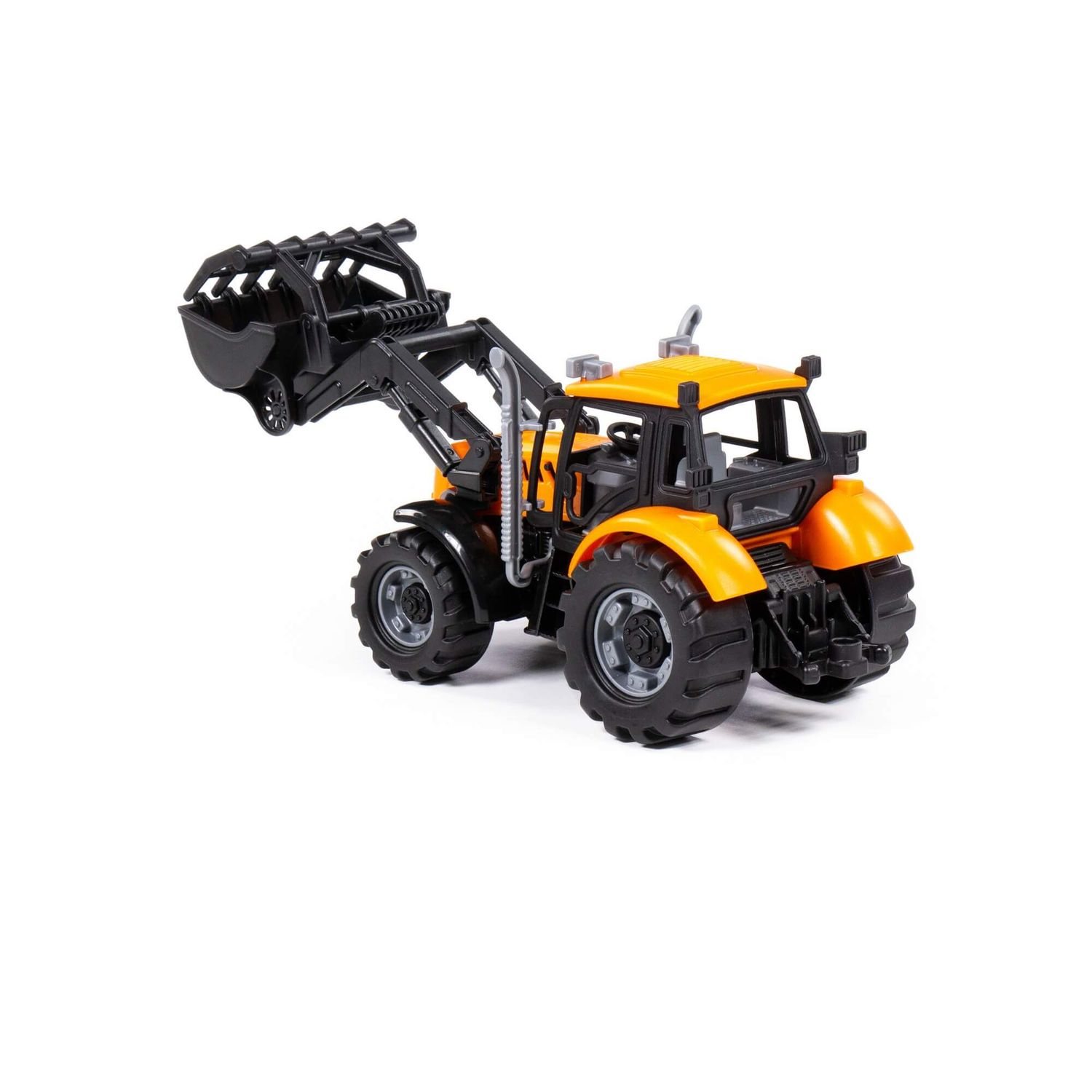 Polesie Spielzeug Traktor 91758, Schließschaufel, Radlader, Schwungantrieb orange
