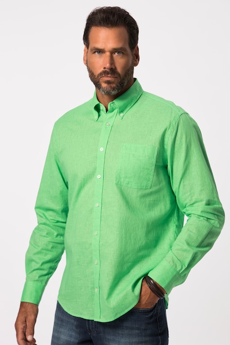 Leinenmixhemd, Langarm, Buttondown-Kragen, Modern Fit