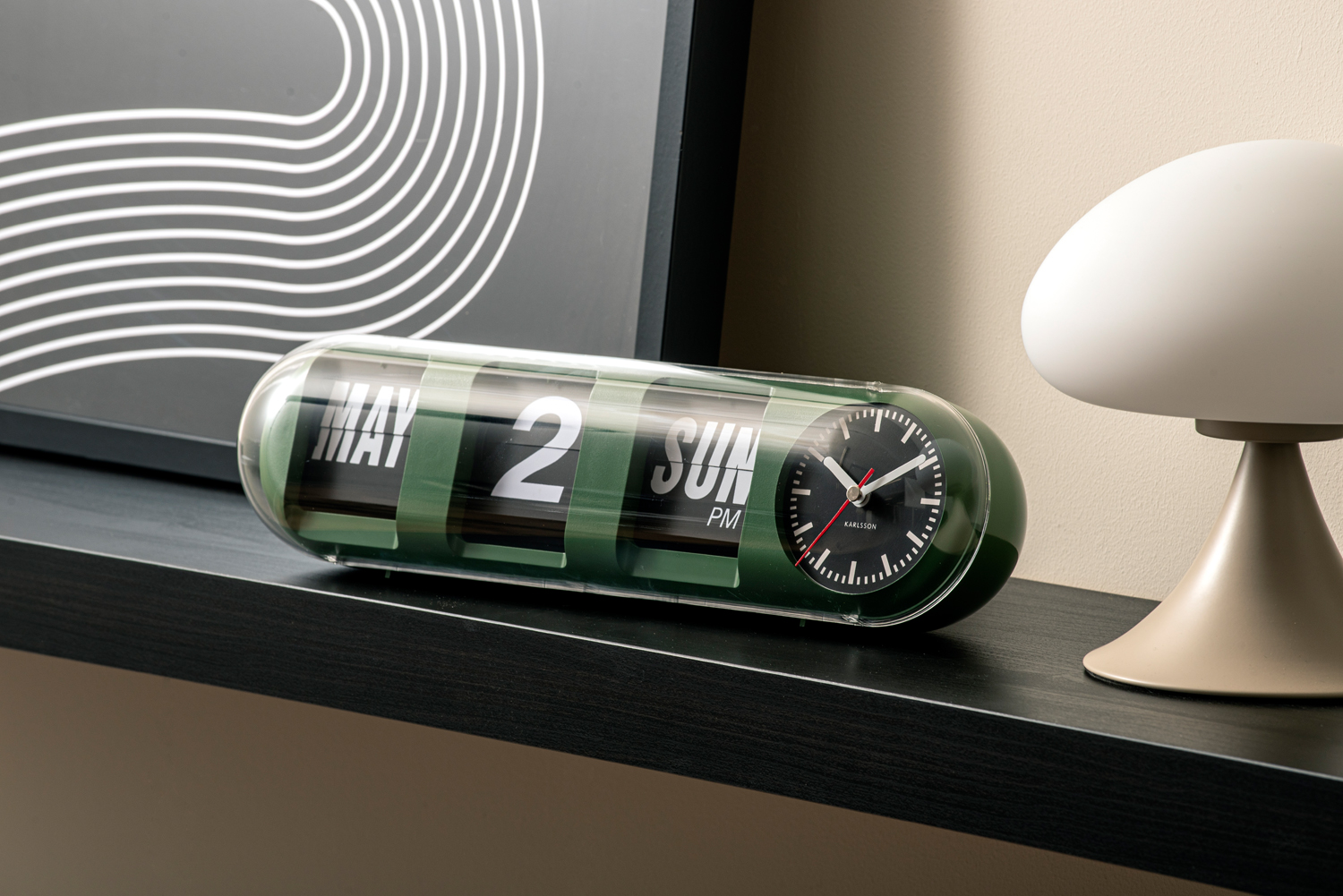 Wandklok Tube Flip - Heldergeel