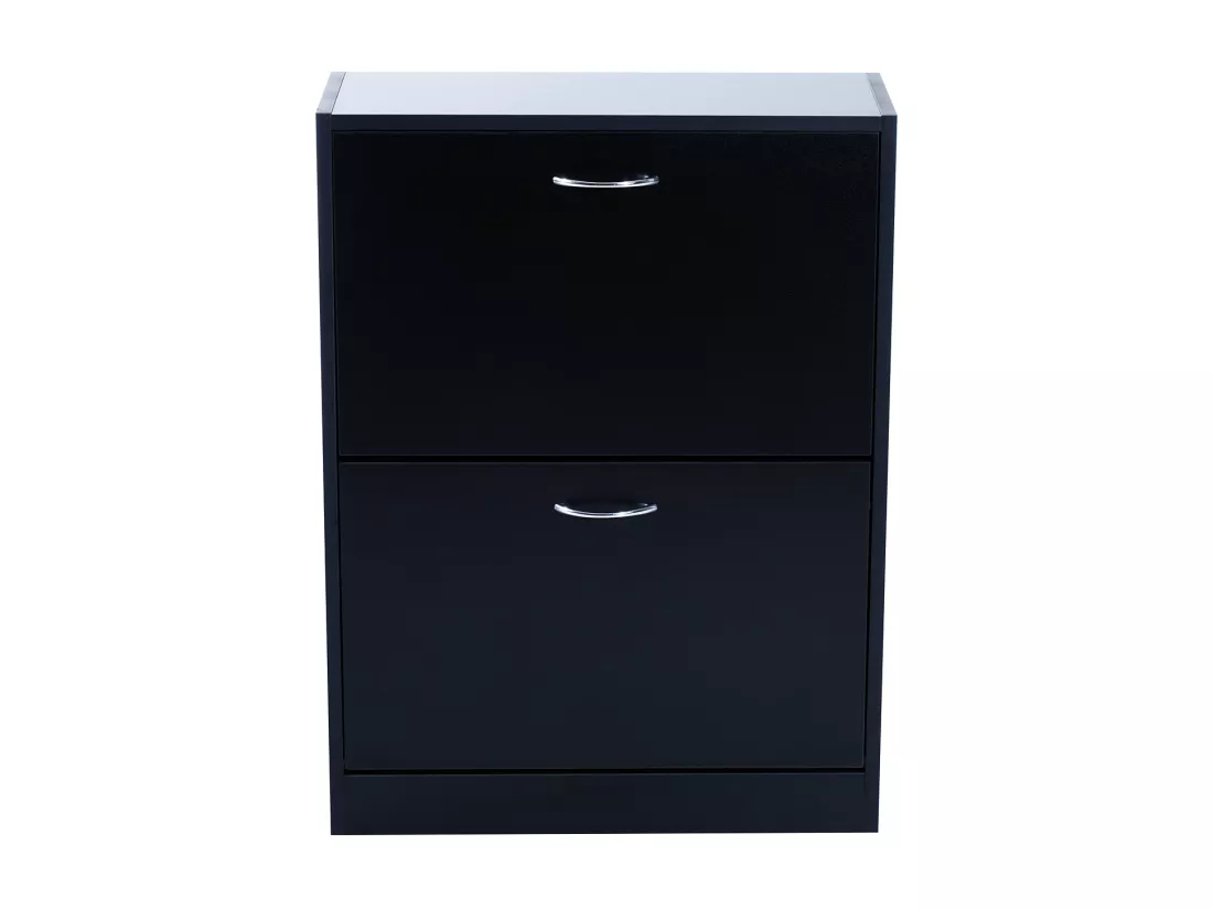 Meuble à chaussures double compartiment à bascule 60L x 24l x 80H cm panneaux de particules noir