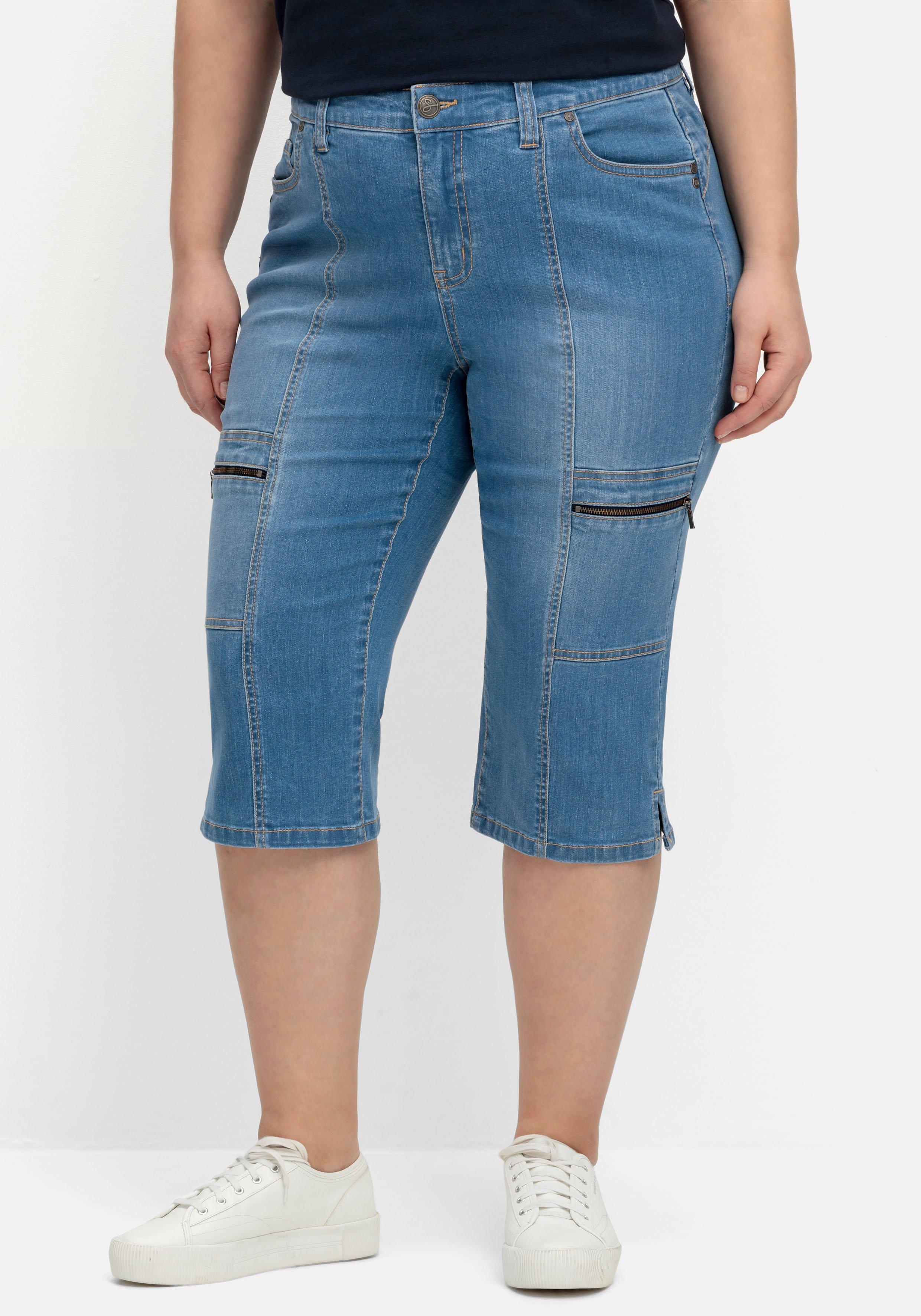 Schmale Caprijeans im Cargo-Stil