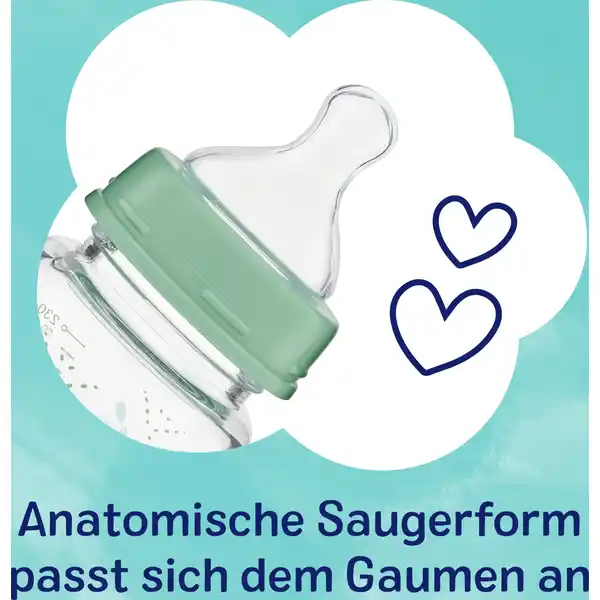 Glas Weithalsflasche Zacken 230 ml