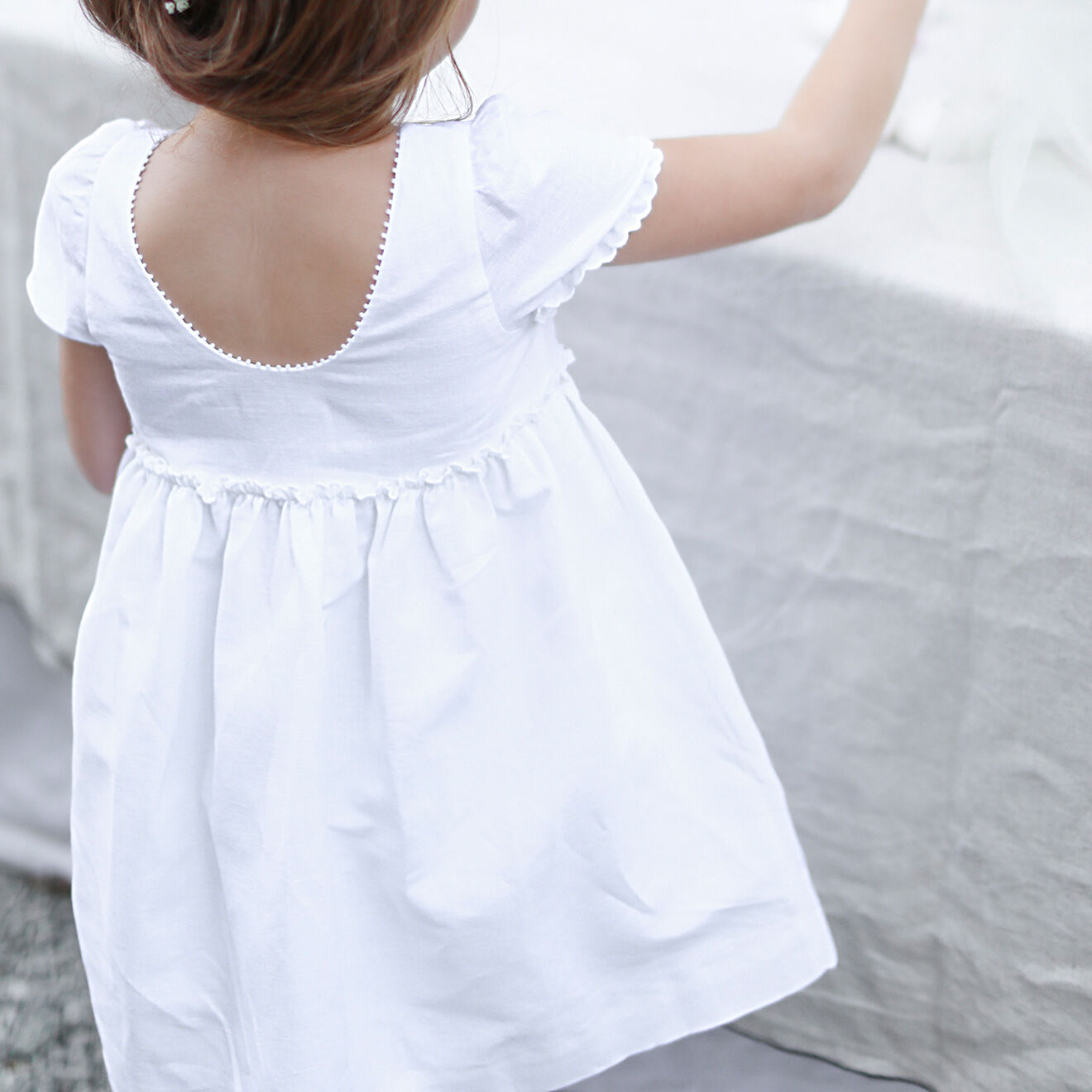 Cyrillus Robe de cérémonie en Lin & Coton Louise blanche