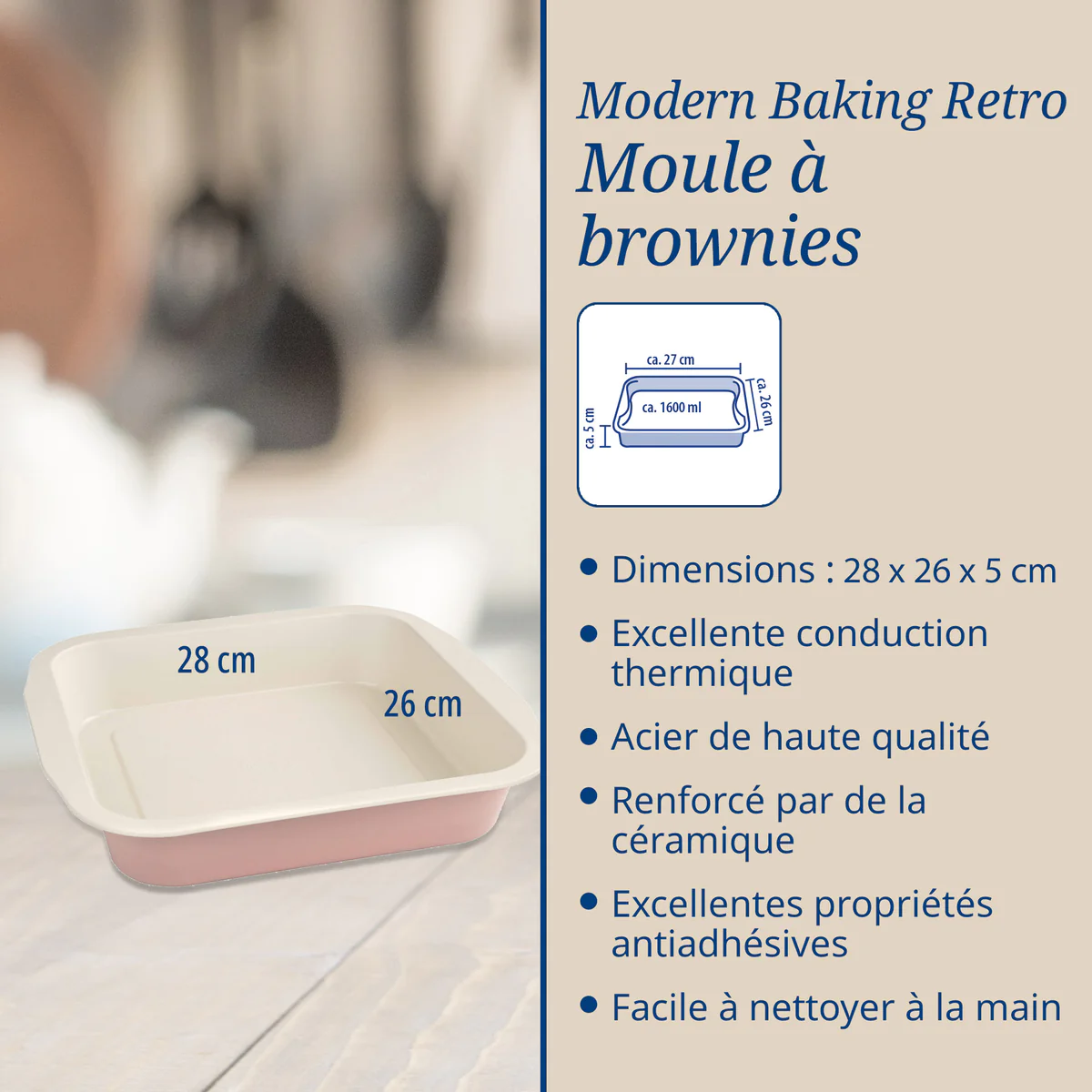 Moule à brownie 22,5 cm Dr, Oetker Rétro Dr. Oetker