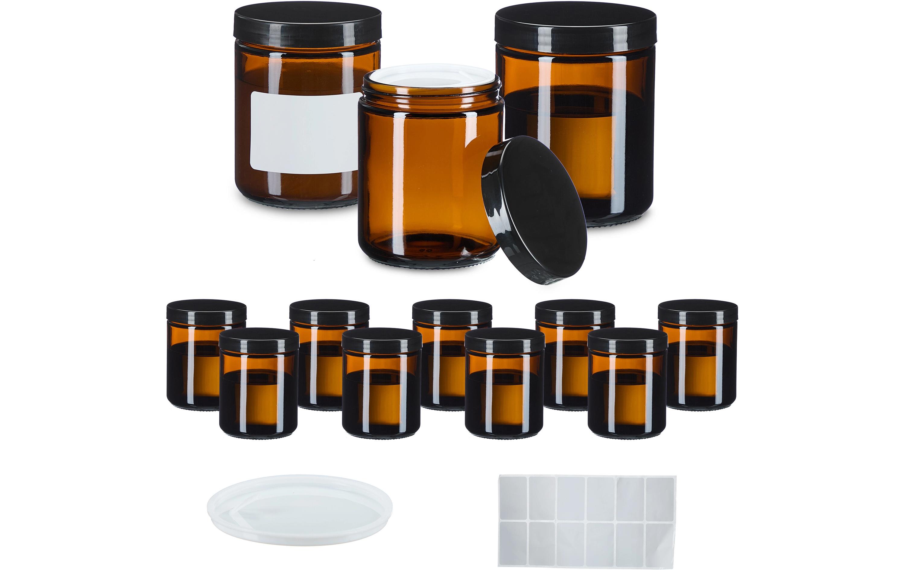 Braunglas Salbentiegel 240 ml, 12 StückZur Aufbewahrung von selbst gemachten Cremes, Salben oder ätherischen Ölen