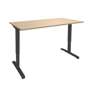 Bureau LEVEL - Bureau éléctrique - L160 - pied carbone - plateau imitation chêne clair