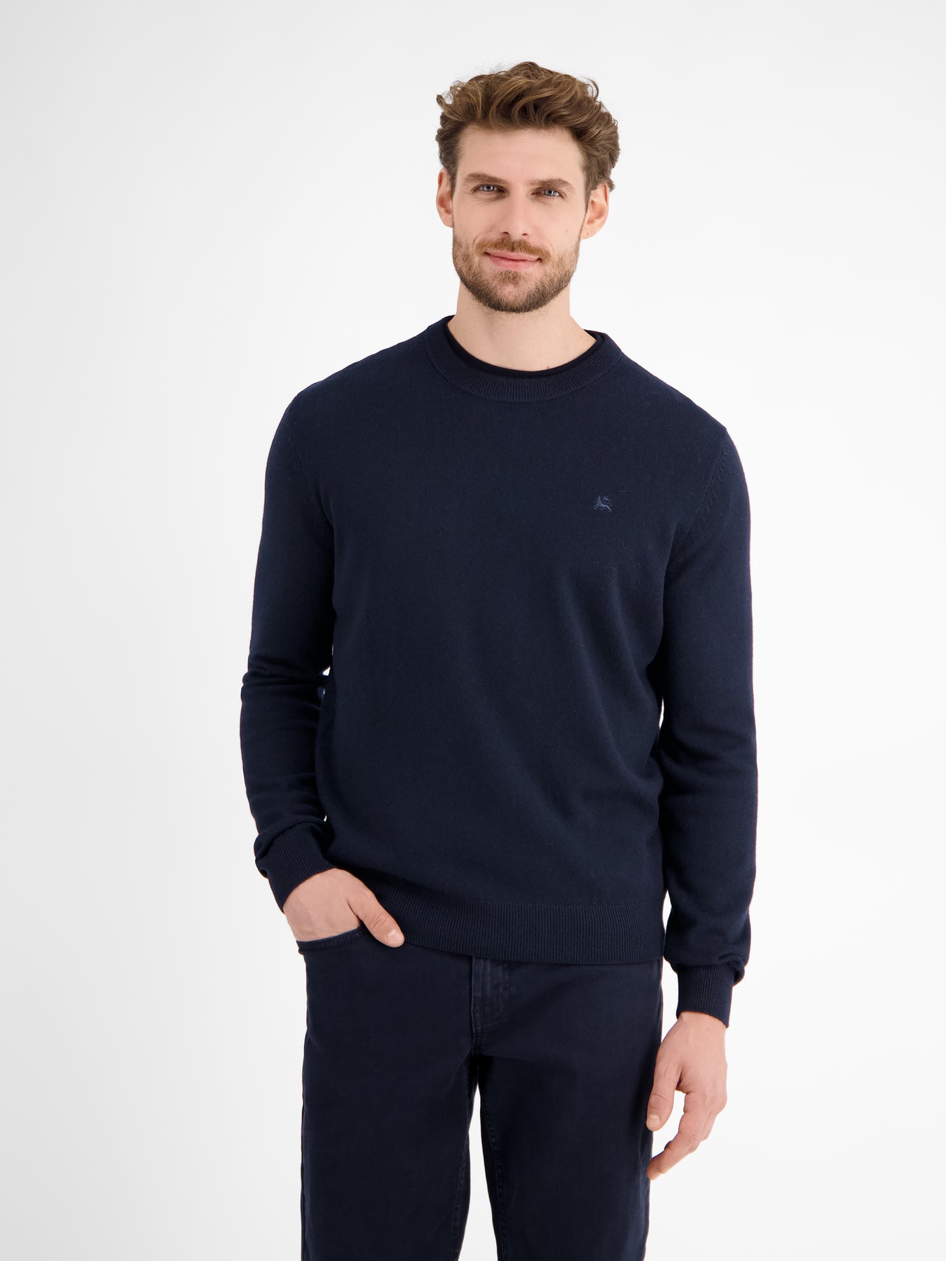 Strickpullover in weicher Schurwollqualität mit Kaschmiranteil