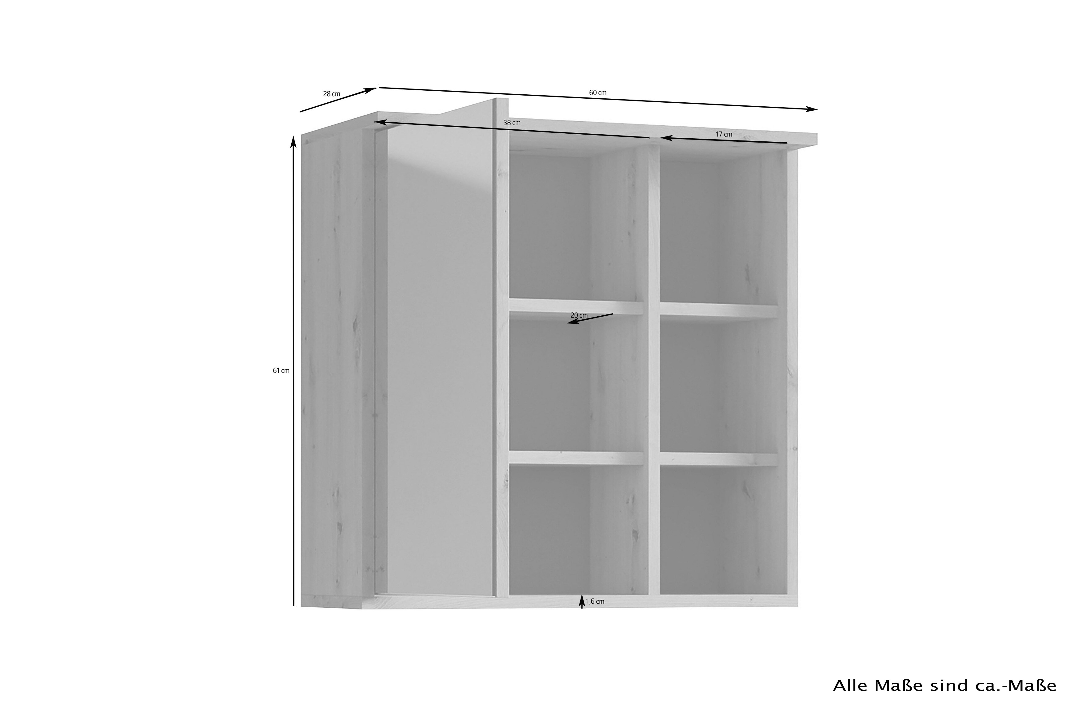 byLIVING Spiegelschrank WELLNESS, Breite 60 cm, Artisan Eiche (Eiche-Optik)