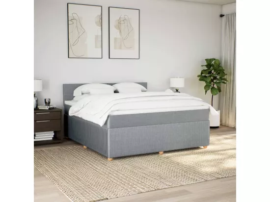 Sommier à lattes de lit avec matelas Gris clair 180x200cm Tissu