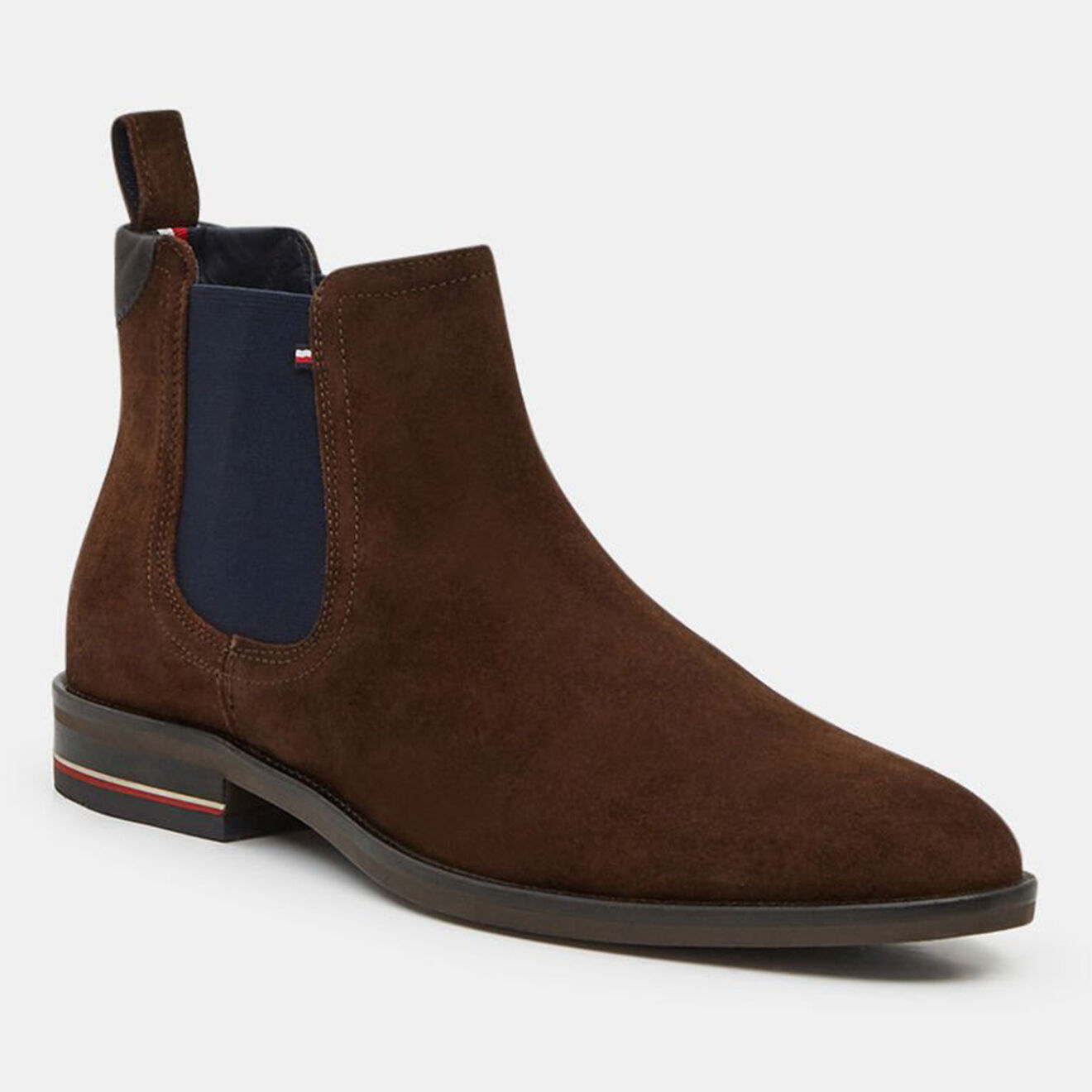 Tommy Hilfiger Chelsea boots en Velours de Cuir Signature marron