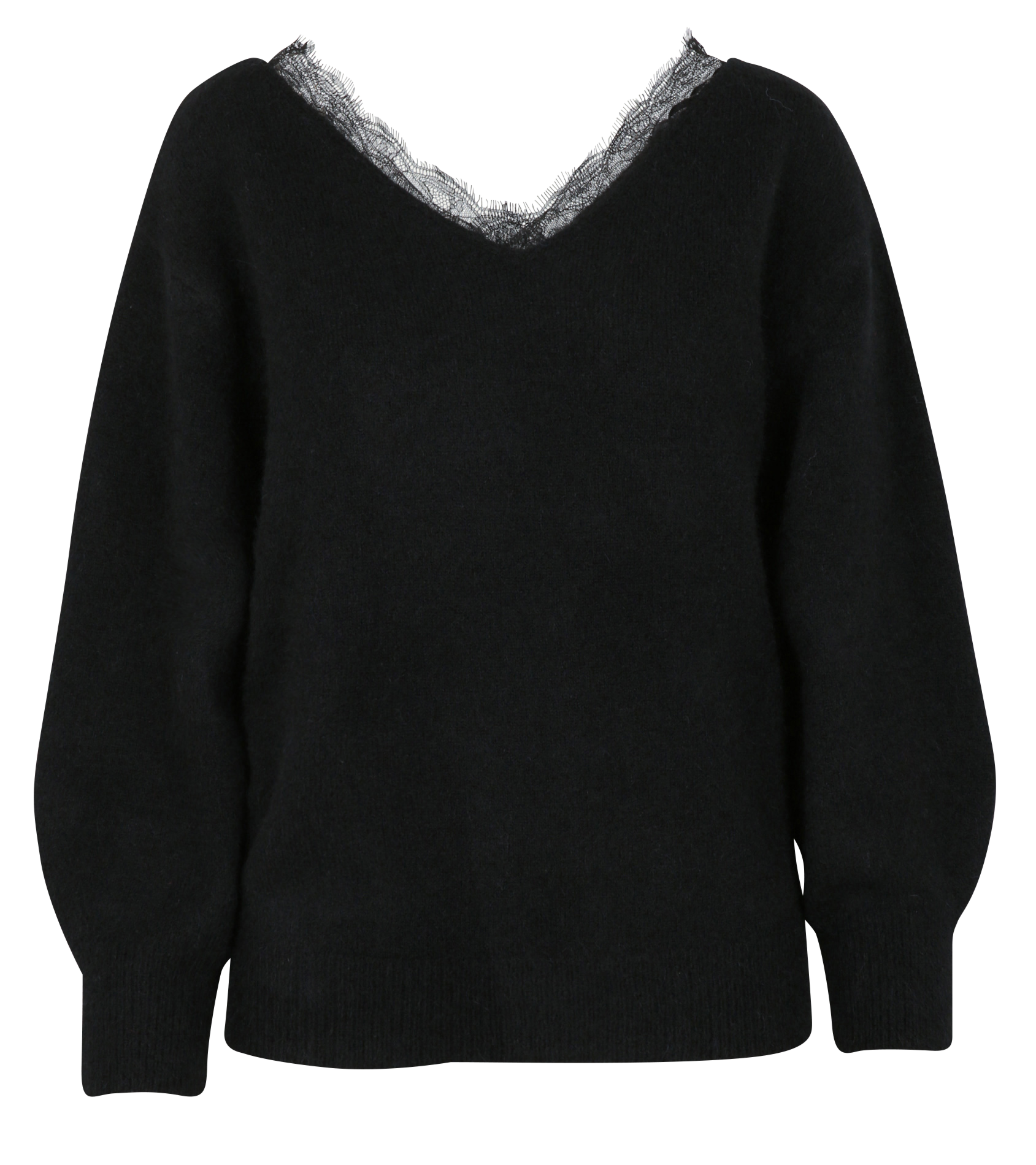 ARMANIA - Pull col V en laine mélangée | Noir