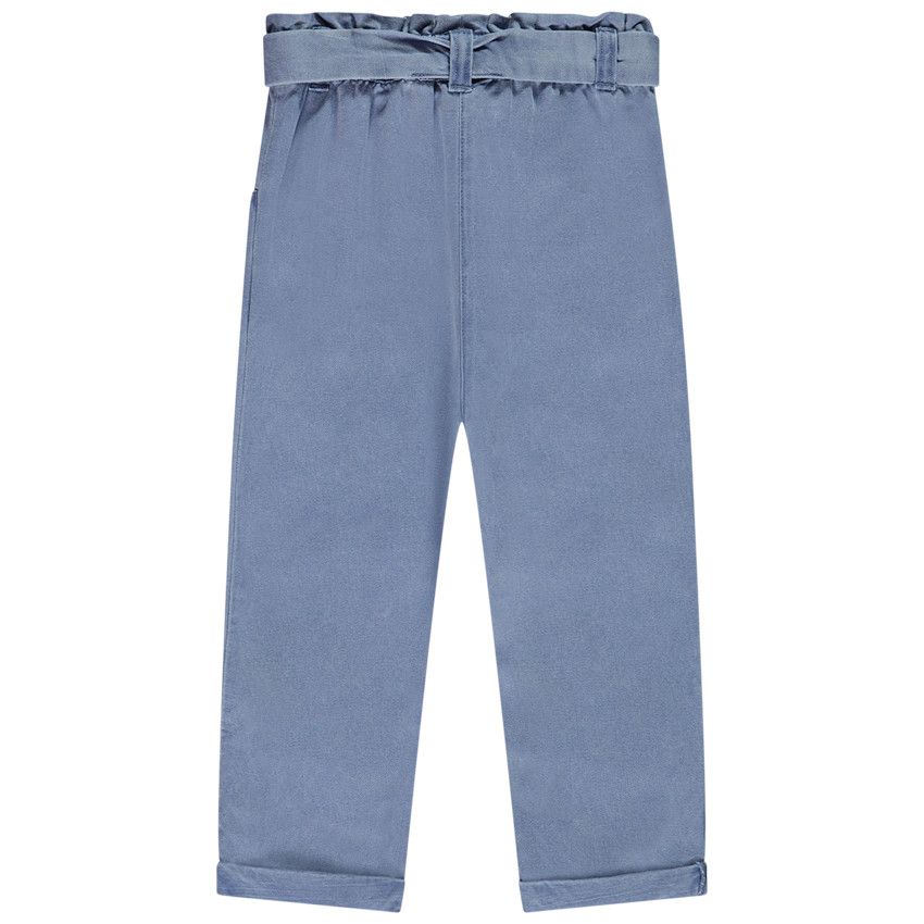 Pantalon en toile fantaisie avec broderies coeurs pour bébé fille - Bleu