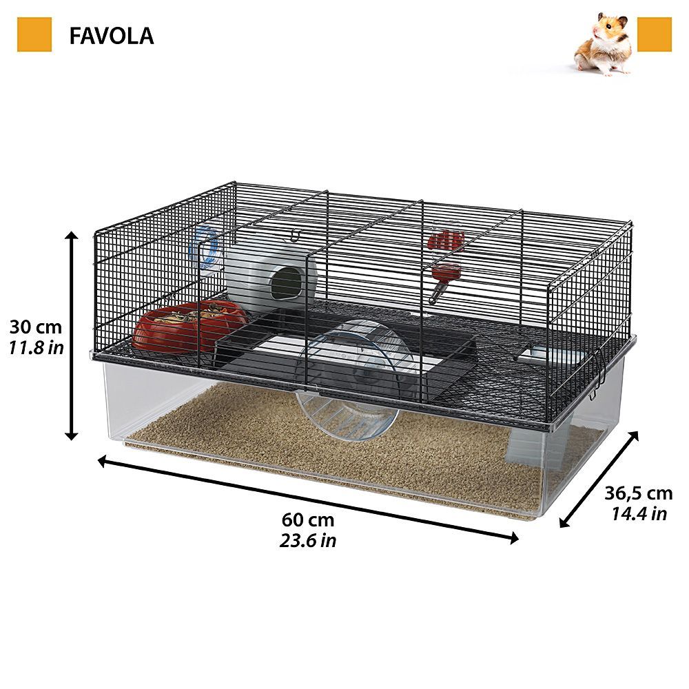 Ferplast cage pour hamsters favola, maisonnette pour petits rongeurs, plastique robuste et métal, 2 étages, accessoires inclus