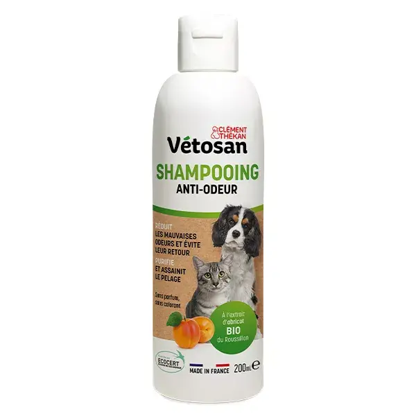 Shampoo Anti-Odor Vétosan para Cães e Gatos Clément Thékan 200 ml