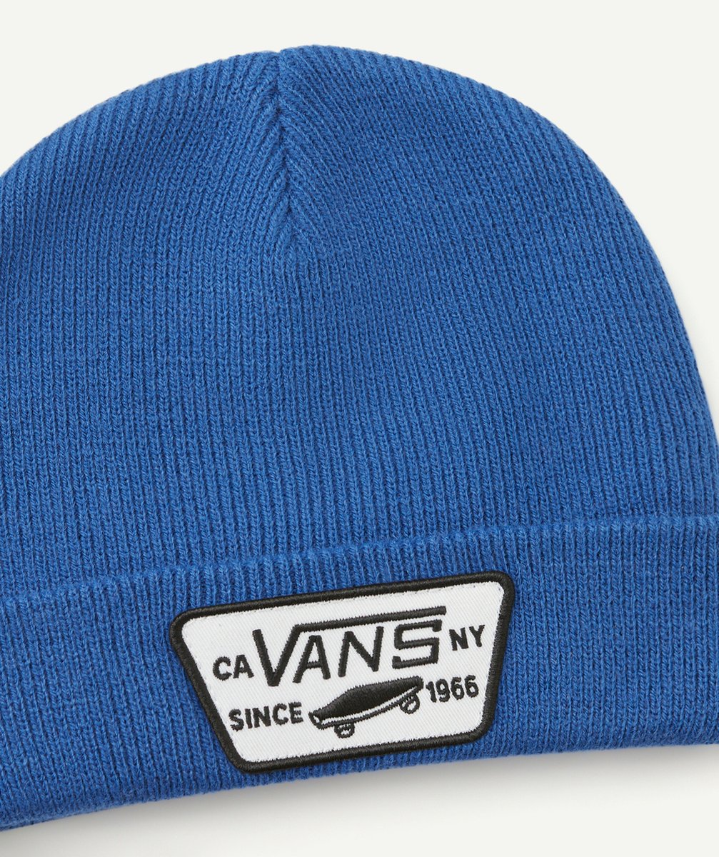 VANSLE BONNET MIXTE EN TRICOT BLEU AVEC REVERS