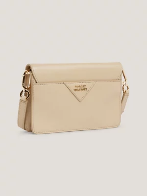 Bolsa transversal pequena de couro com fecho de pressão