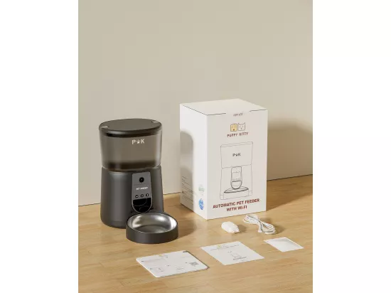 Distributeur Croquettes Chat Automatique, 4L Mangeoire Automatique pour Chat avec Caméra 1080P 2,4 G WiFi Enregistrement Vocal (Noir)
