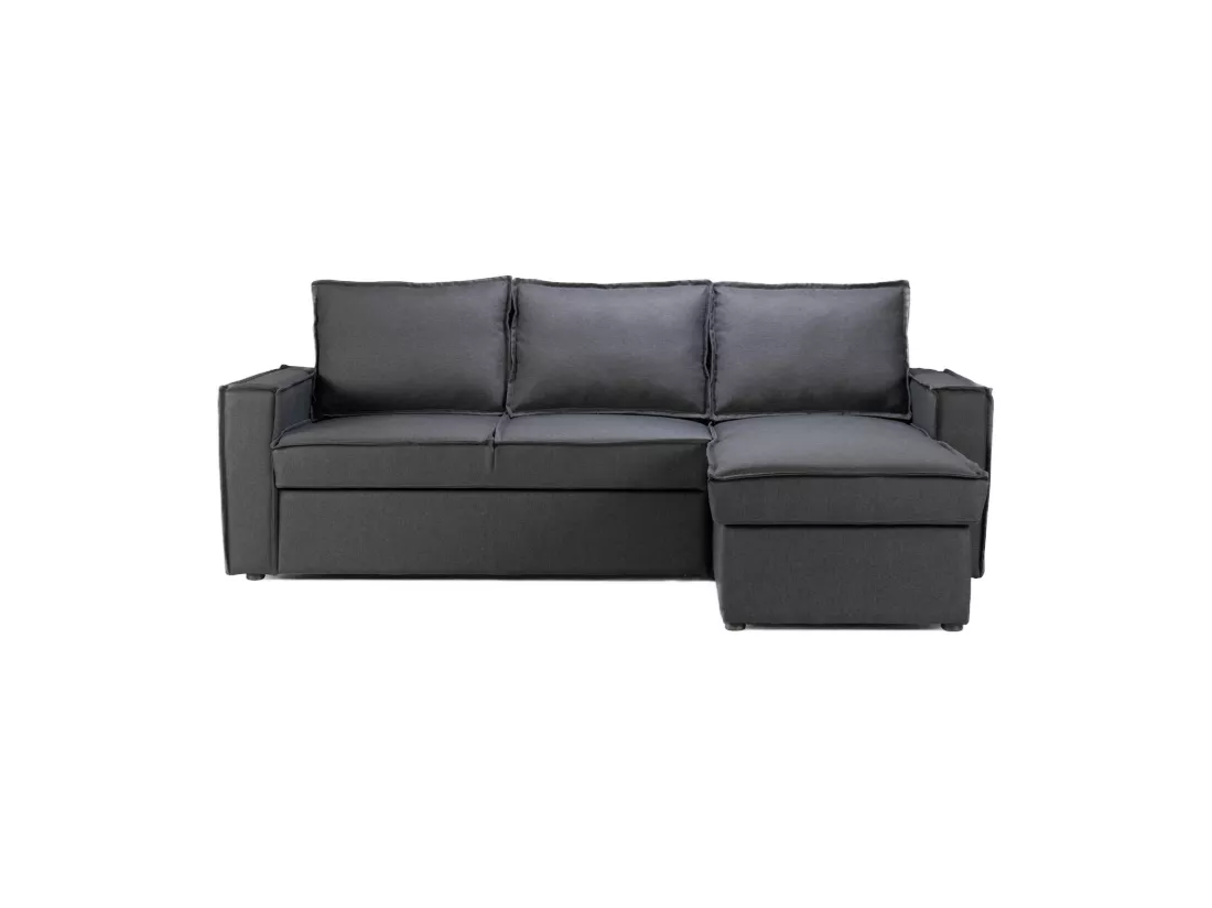 Canapé d'angle droit convertible 4 places en tissu gris Paris