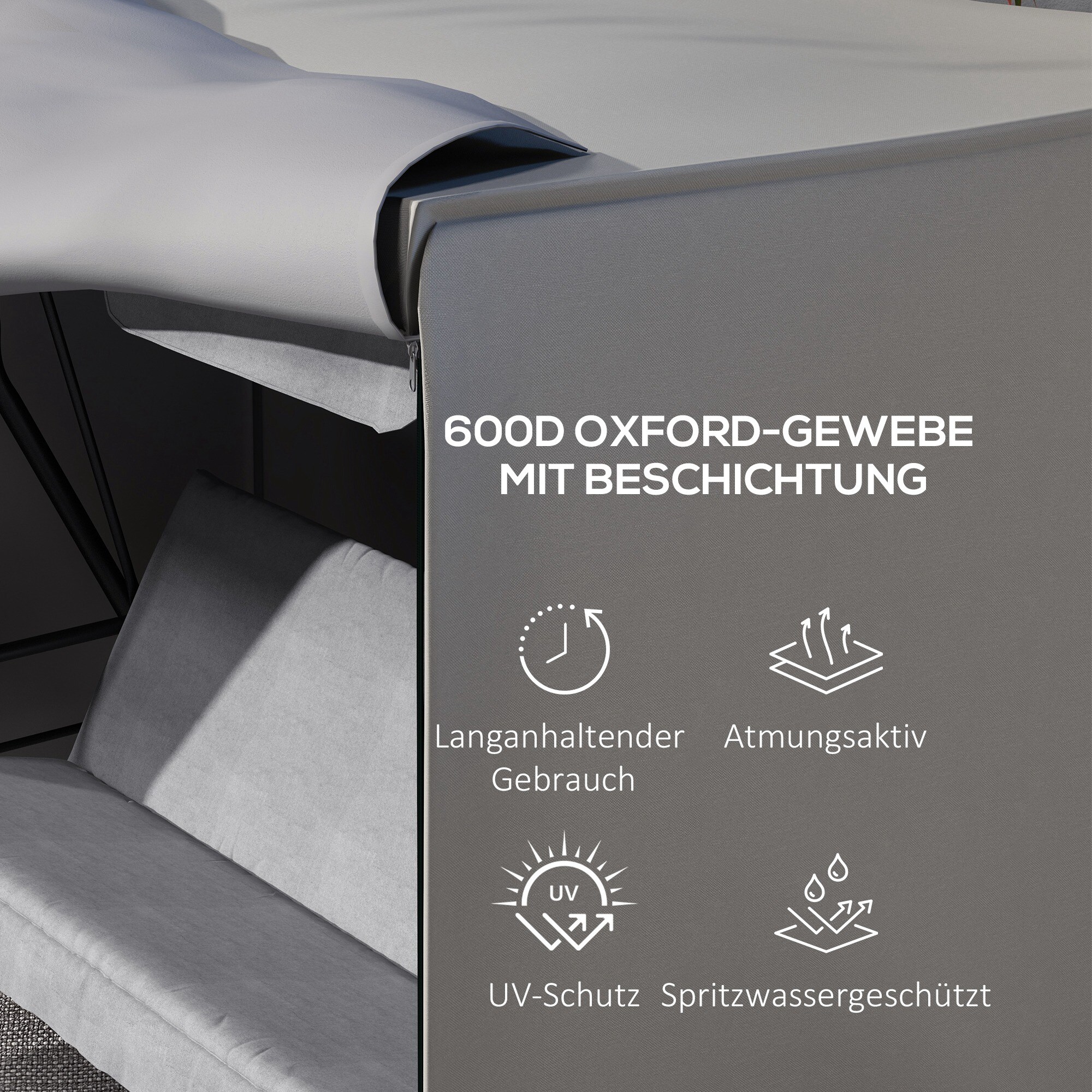 Outsunny Abdeckhaube für Hollywoodschaukeln mit Reißverschluss grau 205L x 124B x 164H cm