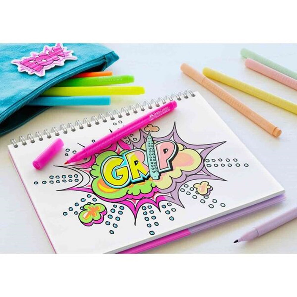 Faber Castell Grip Tusser 10 Farver Neon/Pastel - Faber-Castell