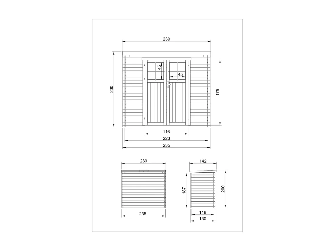 TIMBELA M310F Abri de jardin en bois -porte verrouillable de haute qualité - 2.63 m2
