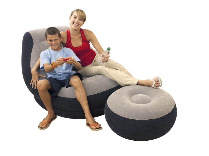 Intex Aufblasbarer Sessel Ultra Lounge aufblasbar Grau Sessel und Hocker