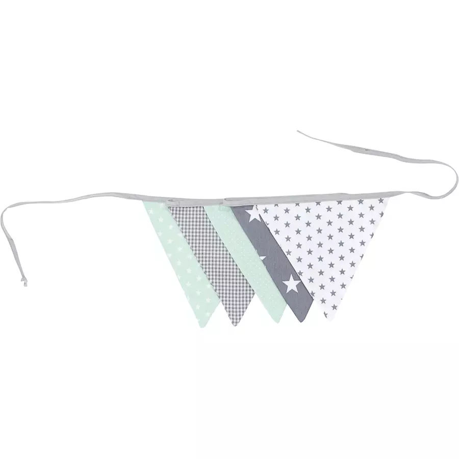 Ullenboom Wimpelkette & Stoffgirlande 190 cm (5 Wimpel) Mint Grau