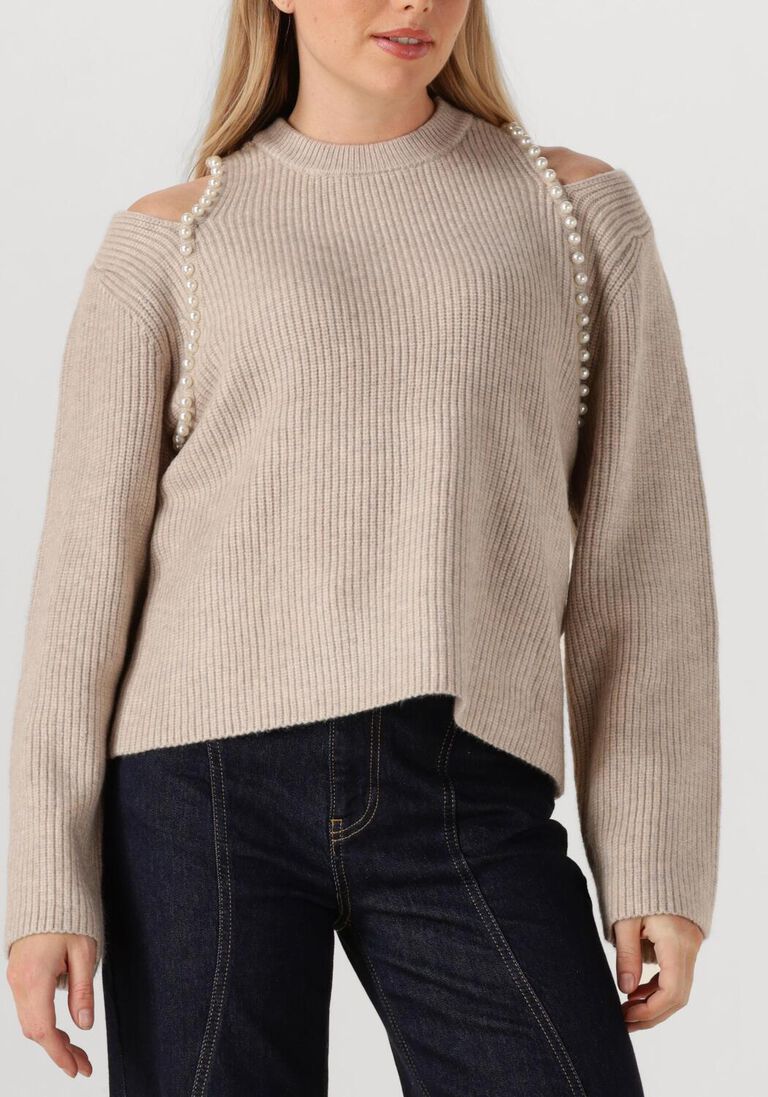 beige co'couture trui row rib pearl knit
