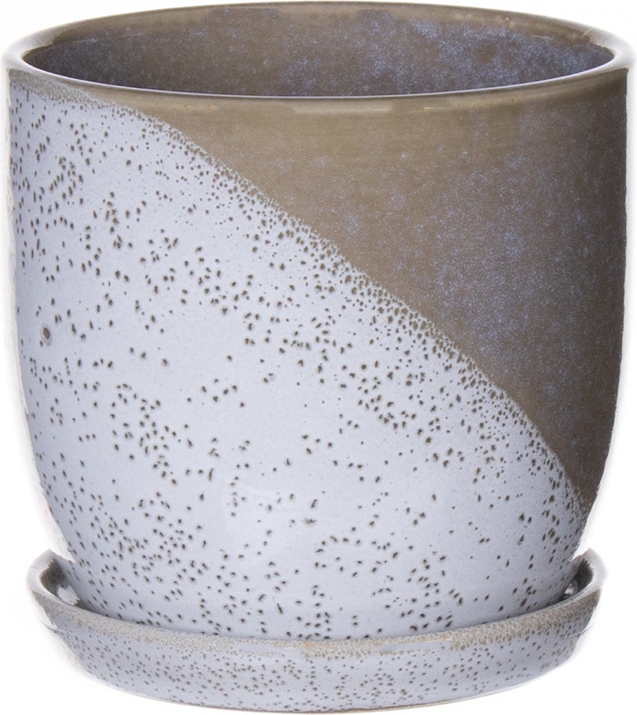 Duif bloempot op schotel groen / grijs D 13,5 H 13,5 cm