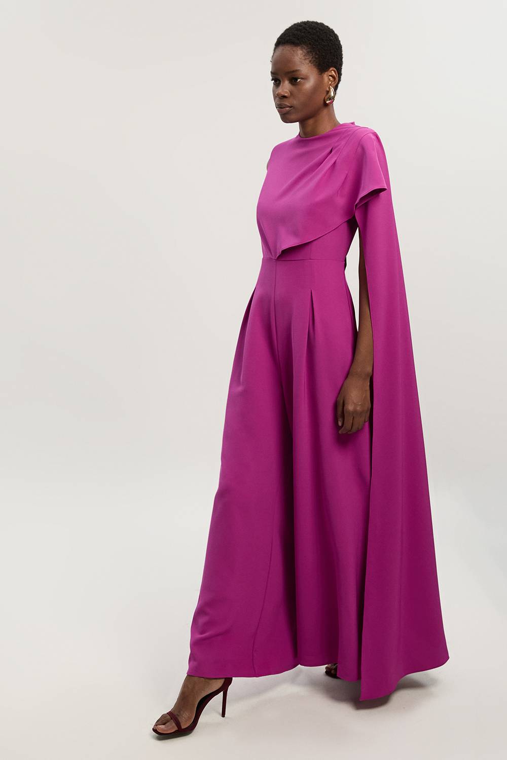 KarenMillen Combinaison Cape Drapée Tailleur à Jambes Larges