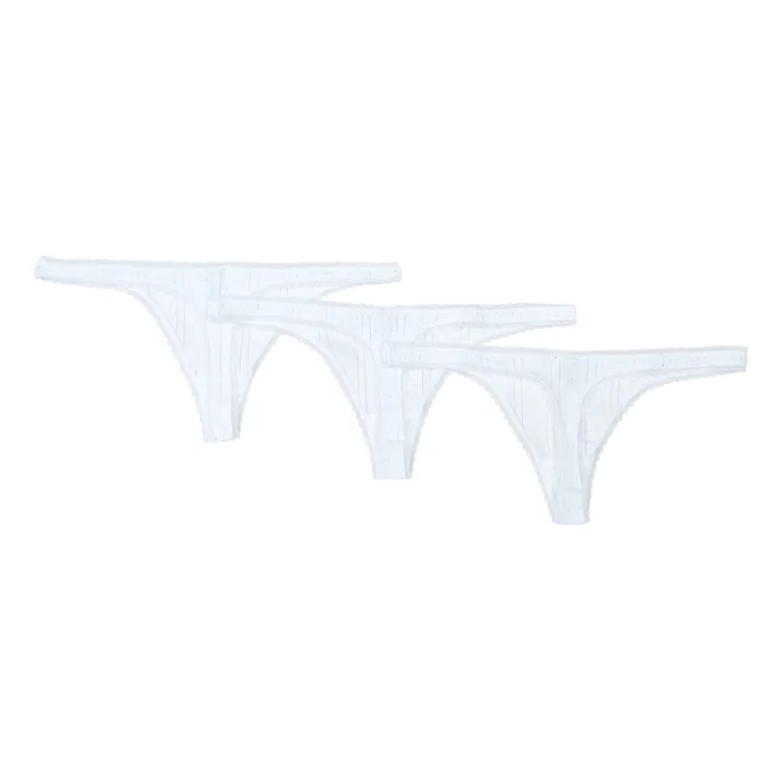 Cou Cou Intimates Pack de 3 Strings Pointelle Coton Bio | Blanc