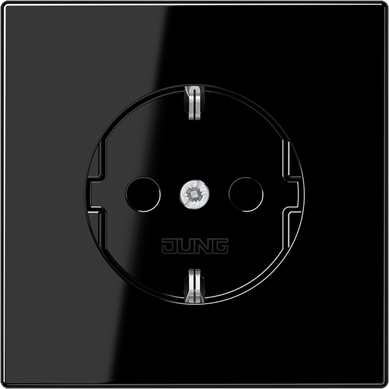 Jung LS990 wandcontactdoos RA inbouw Glanzend zwart