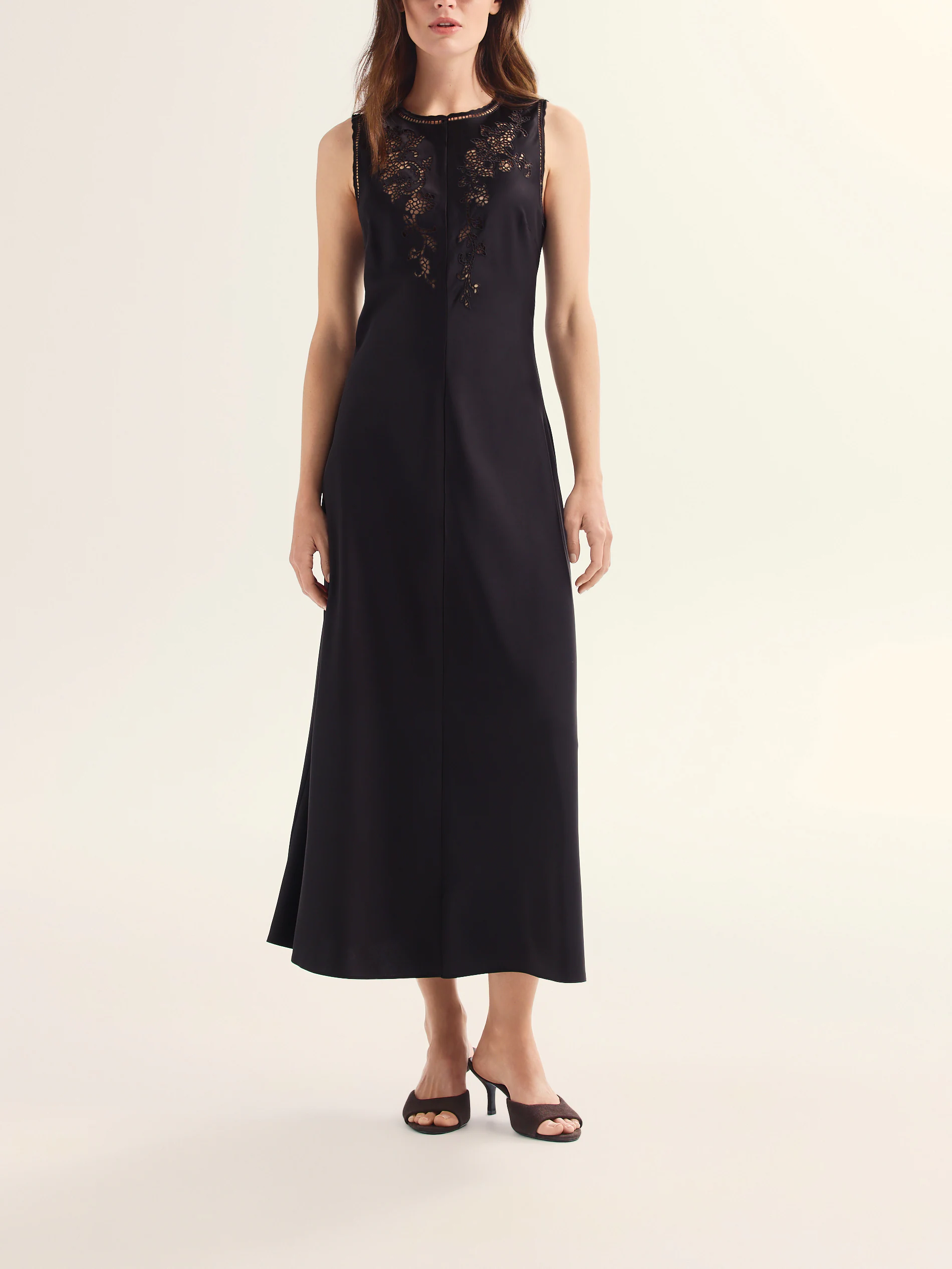Midi dress with openwork inserts