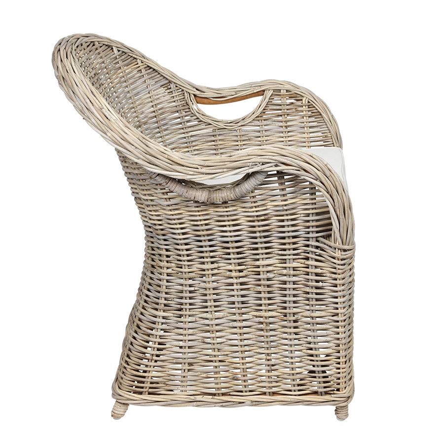 Rattansessel Athena mit Sitzkissen 4er-Set Natural-Grey