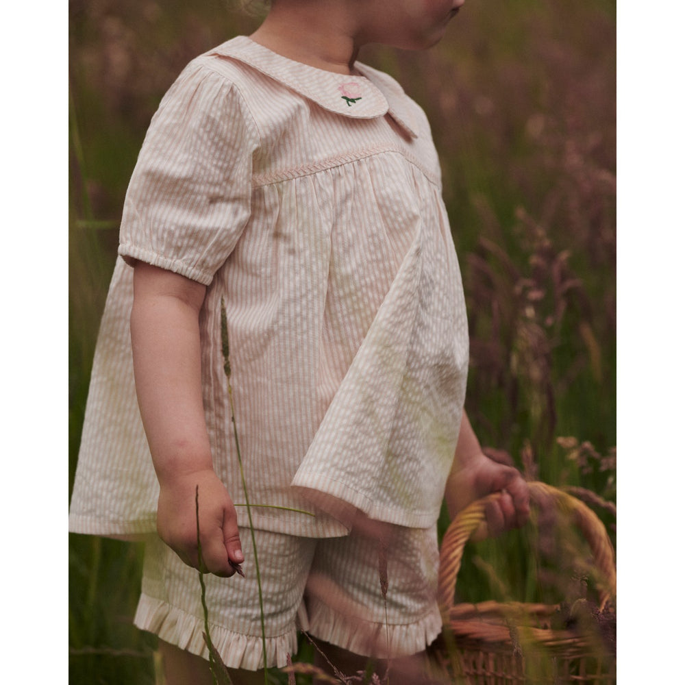 Køb COPENHAGEN COLORS Dusty Rose W Cream Stripe Seersucker Bluse W. Krave