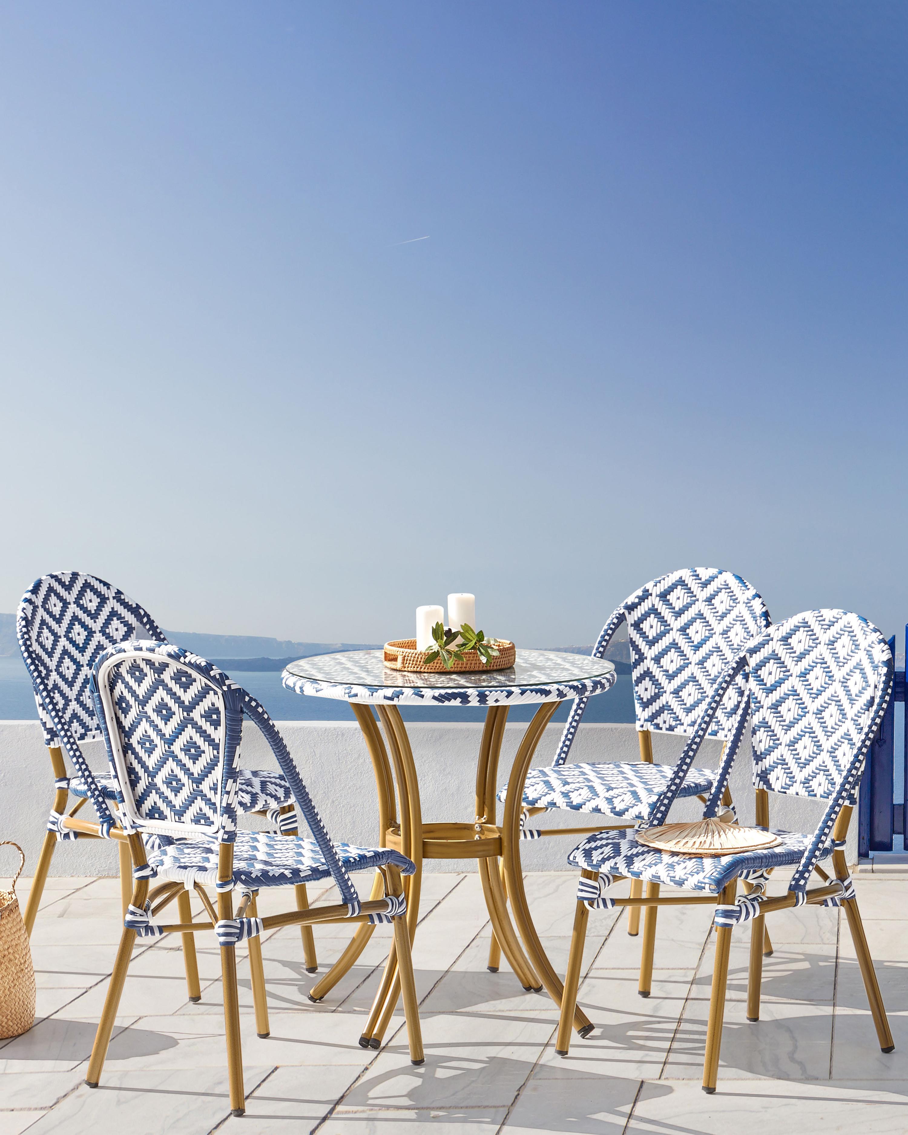Set van 4 tuinstoelen RIFREDDO PE rotan Blauw