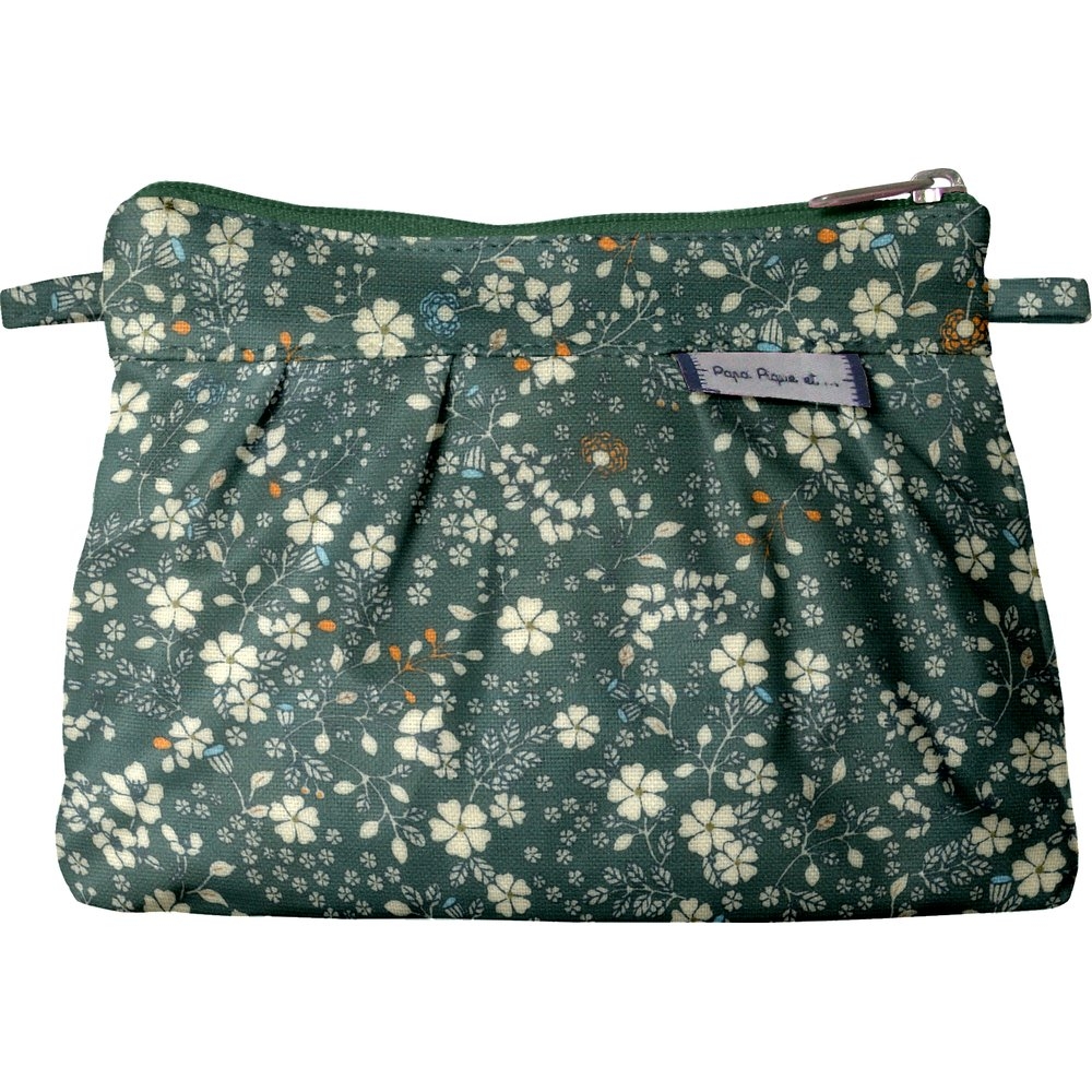 Mini Pochette Plissée Fleuri Kaki