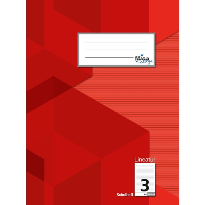 Schulheft A4 - Lineatur 3 - liniert - 16 Blatt