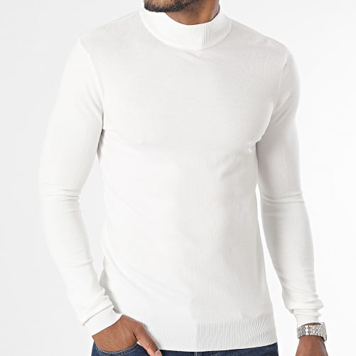 Pull Col Cheminée Blanc